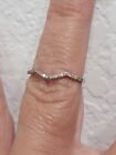 Dazzling Rock Collection 10k white gold curved diamond band 0.12ct size 8