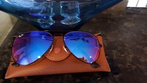 Ray Ban Aviator 58-14mm  Black Frame With  Blue Gradient  Gloss Lens