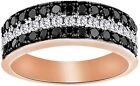 Black & White Cubic Zirconia Band Ring for Men's 14k Gold Plated Sterling Silver