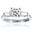 Stainless Steel Round & Baguette Accents CZ Engagement Wedding Promise Ring