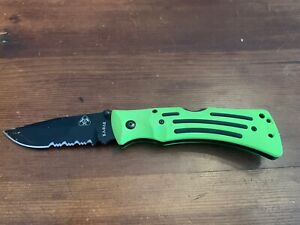 Ka-Bar 3059 Zombie Mule Folder Lime Green Pocket Knife In Good Condition