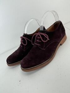 GH Bass & Co Pasadena Men's Suede Lace Oxford Shoes Burgundy Size 9