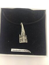 Chesterfield Spire PP-G69  Motif Pewter  PENDENT ON A  BLACK CORD  Necklace