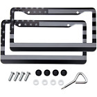 2pcs For Jeep Compass Grey/Black US American Flag Cab License Plate Frame Cover (For: More than one vehicle)