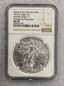 2021 (S) Silver Eagle Coin Type 1 NGC MS 69 Emergency Production