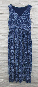 Fresh Produce Blue Stretch Rayon Jersey V-Neck Maxi Dress w/ Pockets XL