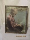 VTG 1940s, 50s Hand Tinted  Photograph Country Boy Fishing at Pond/Lake Framed