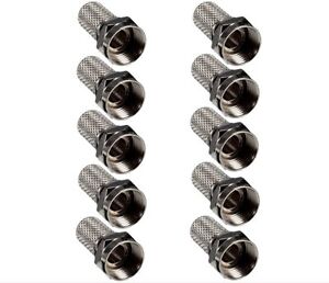 10 Lot  F type RG6 Twist On Coax Coaxial Cable RF Connector Plug Antenna TV CCTV