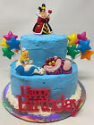 Alice in Wonderland Birthday Cake Topper Set ~ Cheshire Cat and Queen of Hearts