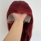 New ListingWine Red Pre Plucked Heat Resistant Hair Long Straight Frontal T Lace Wigs