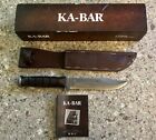Ka-Bar 1211 Fighting/Utility Knife, USMC Leather Sheath & Box Made In USA