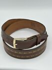 Vintage Lucchese Boot Co Brown Stitched Leather Western Belt Women’s Sz 30 BL112