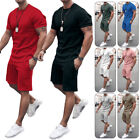 Mens Summer Outfit 2-Piece Set Casual Short Sleeve T Shirts Shorts Sweatsuit Set