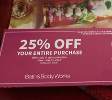 Bath & Body Works Coupon 25% off Total Entire Purchase May 12 online or in store