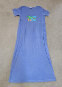 FRESH PRODUCE 100% Cotton Maxi Blue Dress Butterfly Design Size S