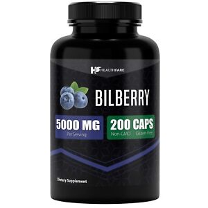 Bilberry Extract Capsules 5000mg | 200 Count | Supports Eye Health