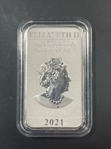 2021 AUSTRALIAN DRAGON Bar  Perth Mint 1 oz .9999 Fine Silver Rectangle