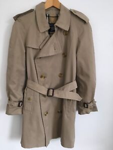 BURBERRY MENS S SMALL  36-38 VINTAGE TRENCH CHECK LINED COAT RAINCOAT JACKET MAC