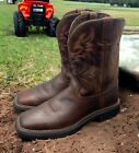 Justin Brown Leather Cowboy Oil Field Work Boots Mens 10.5 Wide Fit Fast Ship