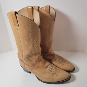Justin Style 1526 Camel Tan Leather Pull on Western Cowboy Boots Men's Size 12D