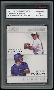 New ListingJackson/Ethan Holliday 2023 Leaf Exclusive 1st Graded 10 Dual Rookie Card RC