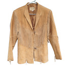Vintage Women's Scully Tan Leather Suede Jacket with Fringe Size M AS IS READ