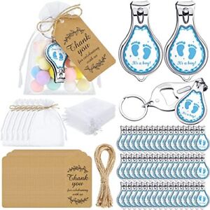 50 Set Baby Keychain with Nail Clipper and Bottle Opener Baby Shower Favors f...