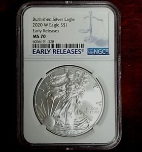 2020-W $1 American Silver Eagle Burnished NGC MS-70