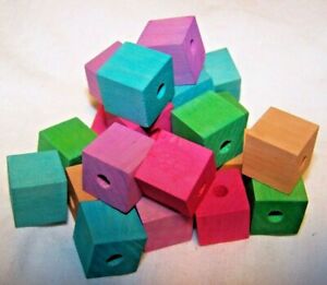 25 Bird Toy Parts Colored Wood Blocks 5/8