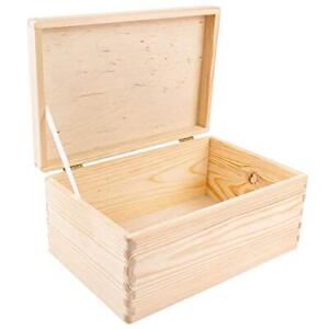 Large Wooden Storage Box with Hinged Lid Rough & UNSANDED Wood Keepsake Chest