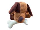 FOLKMANIS Brown Doggie With Bone Dog Hand Puppet Rattle Plush Toy 10”