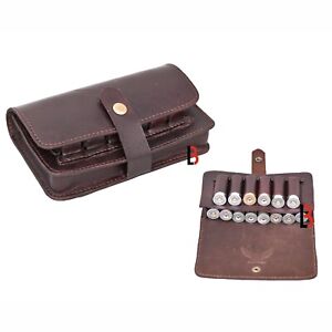 Leather Cartridge Holder 14 Rounds Ammo Wallet Pouch with Belt Loop Shotshell