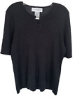 Sag Harbor Women's Blouse Top Half Sleeve Ramie Blend Size XL Black