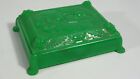 Cruver Vintage Jade Green Plastic Dragon Playing Card Holder Footed Lidded Case