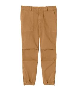 Nili Lotan Cropped Military Pants Size 4 Cargo Jogger Tan Brown Cotton Zip Ankle