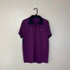 J Lindeberg Polo Mens Large Golf Shirt Purple Knit Logo Short Sleeve