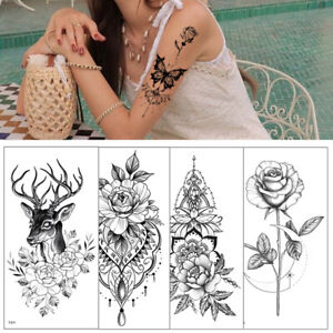 Temporary Tattoo Rose Flowers Sexy Realistic Women Waterproof Body Art Stickers