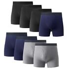 8PK Mens Cotton Boxer Briefs Underwear Tagless Soft Comfort Waistband With Fly