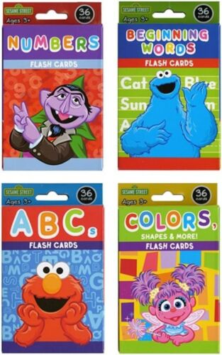 4 Sesame Street Flash Cards Early Learning Beginning Words Numbers Colors Shapes
