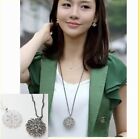 Women's Fashion Jewelry Long Silver Plated Crystal Flower Pendant Necklace 8-3