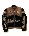 Men's Marlboro Leather Jacket Vintage Racing Biker Motorcycle Men Leather Jacket