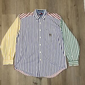 Vintage 90s era Tommy Hilfiger Button Down Men Shirt Size LG Long Sleeve