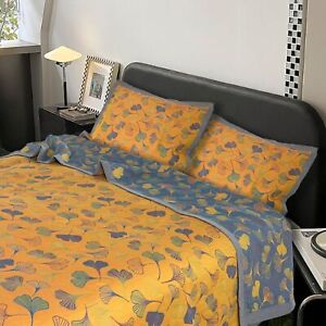 Ginkgo Quilt King Size Bedding Set Reversible Soft Quilt Set King Size Coverl...