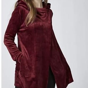 NEW Cuddl Duds Double Plush Velour Cowl Hooded Cardigan Wrap 1X Wine Color L/S