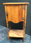Antique Wooden Smoking Stand Side Table With Metal Tobacco Humidor Cupboard
