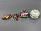 Porcelain Hinged Trinket Box [Lot of 4] Fan Cloisonne Ladybug My Treasure Purse