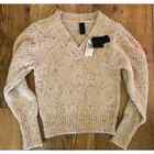 Magaschoni Women's Alpaca Blend V-Neck Sweater Beige Confetti Size S NWT $398