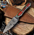 CSFIF Handmade Hunting Knife Twist Damascus Hard Wood Hiking Razor Sharp