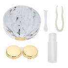 4Colors Contact Lens Box Portable Marble Pattern Eye Care Kit For Travel Green