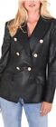 Attitude Unknown Women's Faux leather Blazer with Embossed Gold Buttons XL NEW